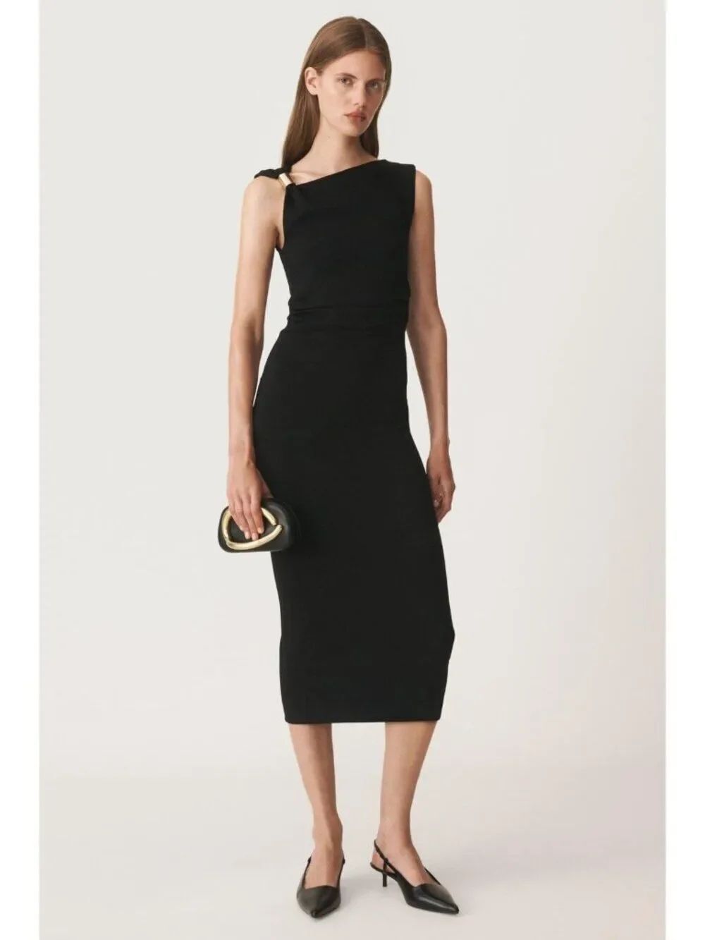 Zara Womens Fitted Asymmetric Dress L Large Black 50th Anniversary 3391/376 NWT